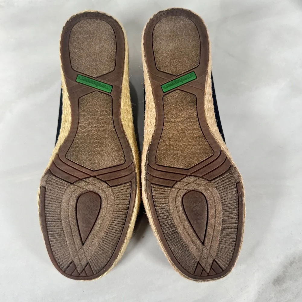 Grasshoppers Canvas Espadrilles Flats Comfort Shoes Black Tan Slip On Neutral 6N